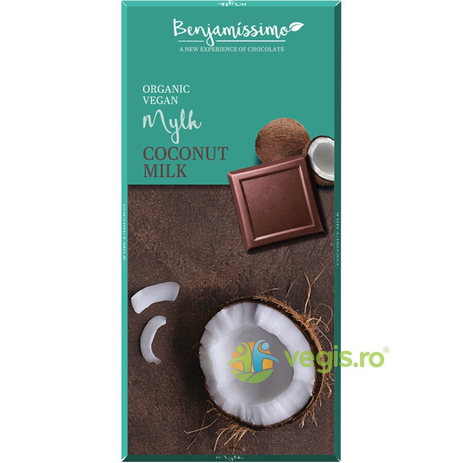 CIOCOLATA CU LAPTE DE COCOS BIO 70 GR BENJAMISSIMO FARA LAPTE FARA LACTOZA FARA GLUTEN   FARA SOIA   VEGAN